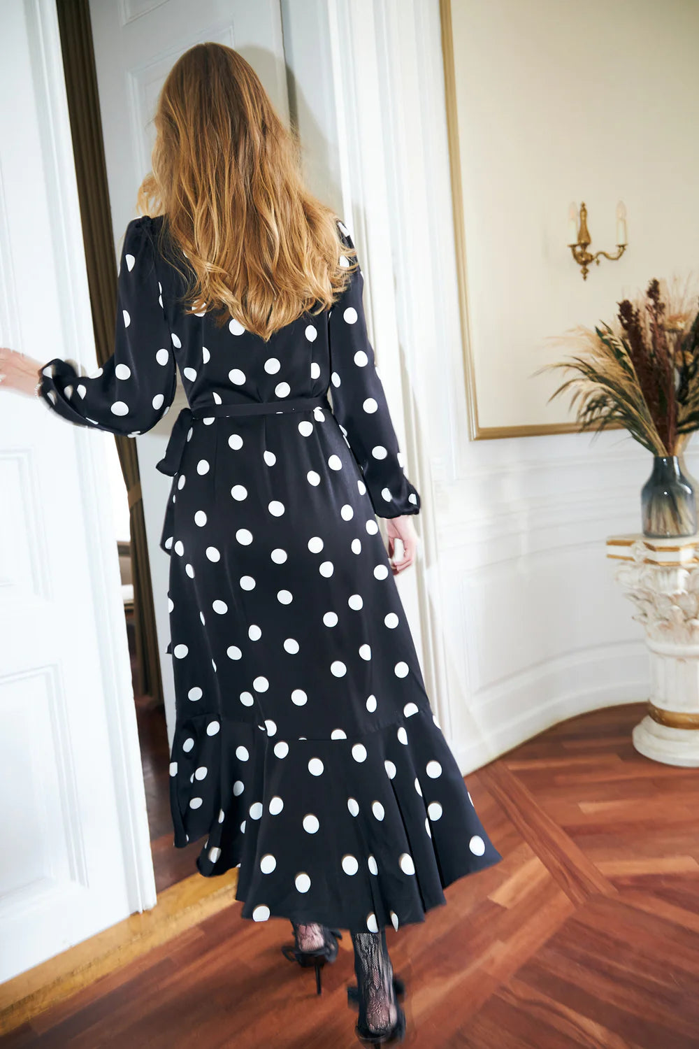 Lara Dress - Black White Dot
