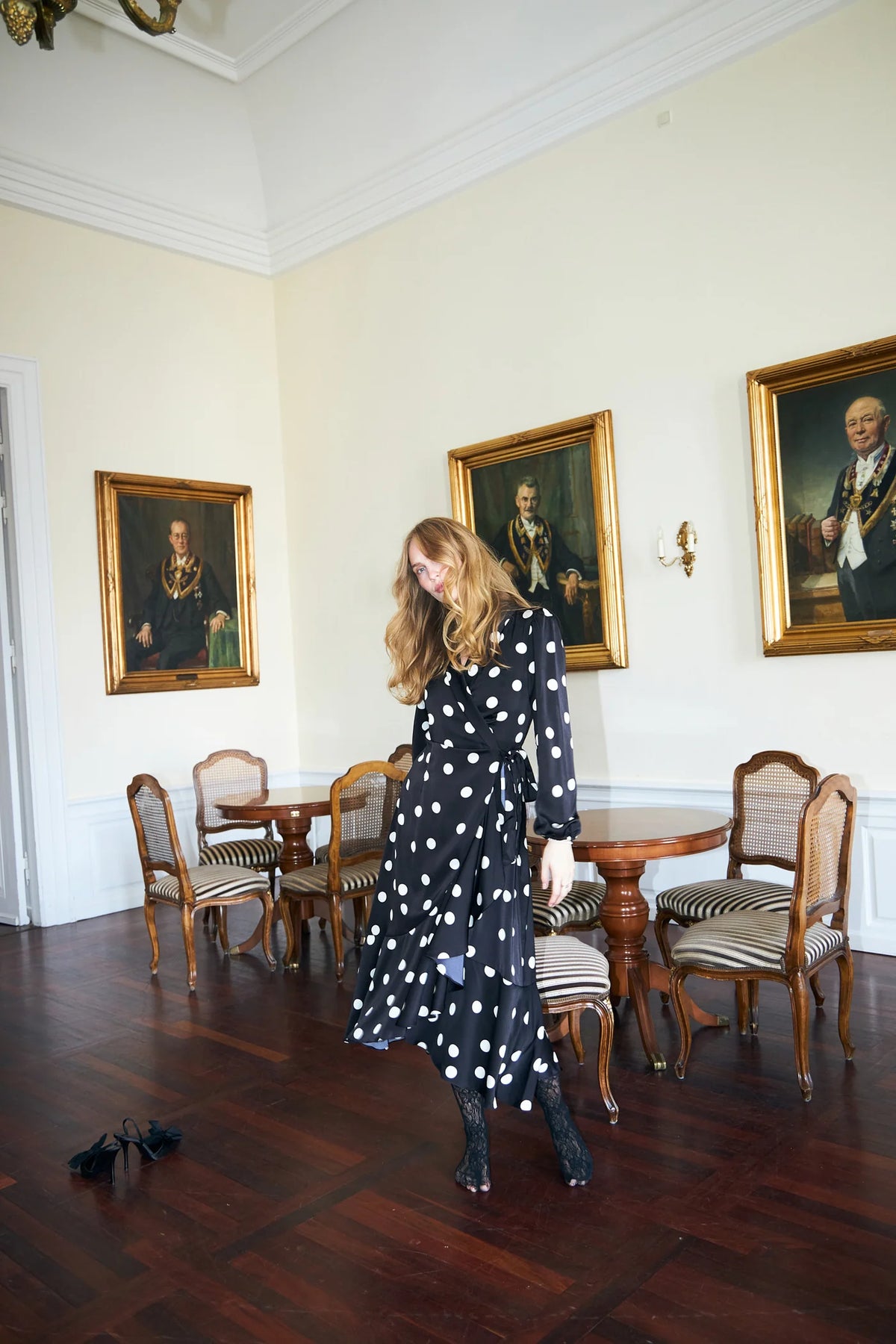 Lara Dress - Black White Dot