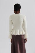 Leandra Alpaca Blend Peplum Topp - Vanilla