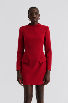 Leanna High Neck Mini Dress - Deep Red