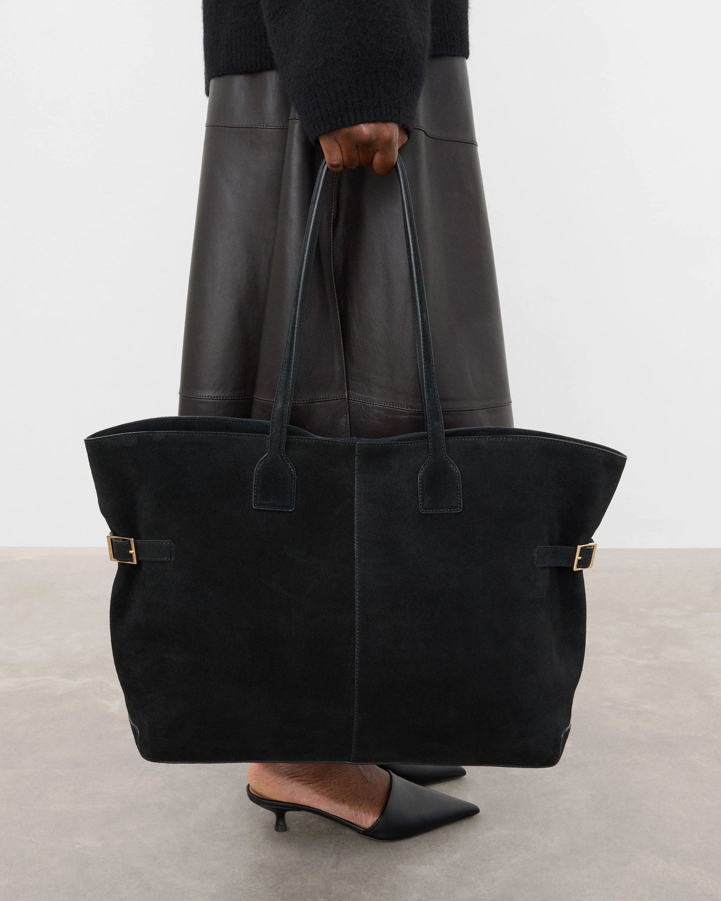 Lesley Tote Bag - Suede Black