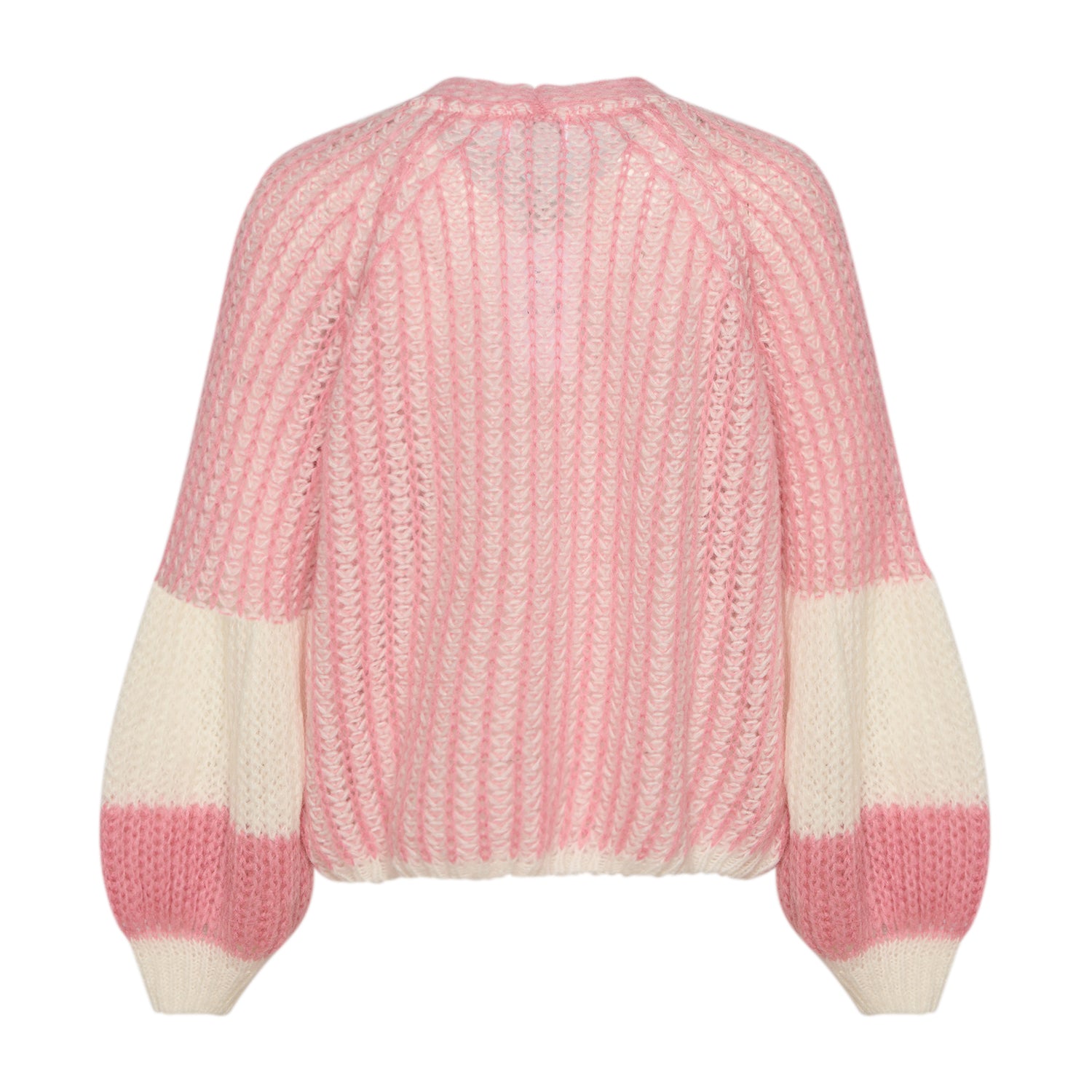 Liana Knit Cardigan - Vit/Rosa