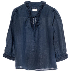 Linen Blouse - Navy