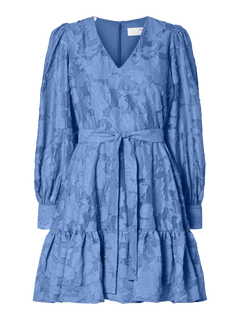 Calli-Sadie Ls Short V-Neck Dress Ff - Vista Blue