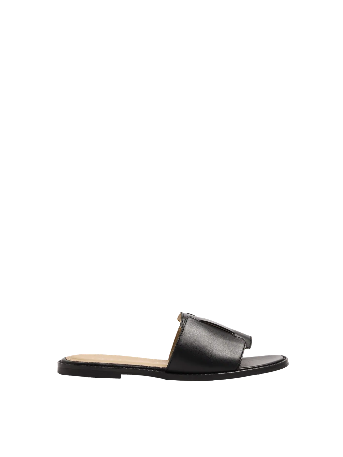 Isabella Leather Slider - Svart