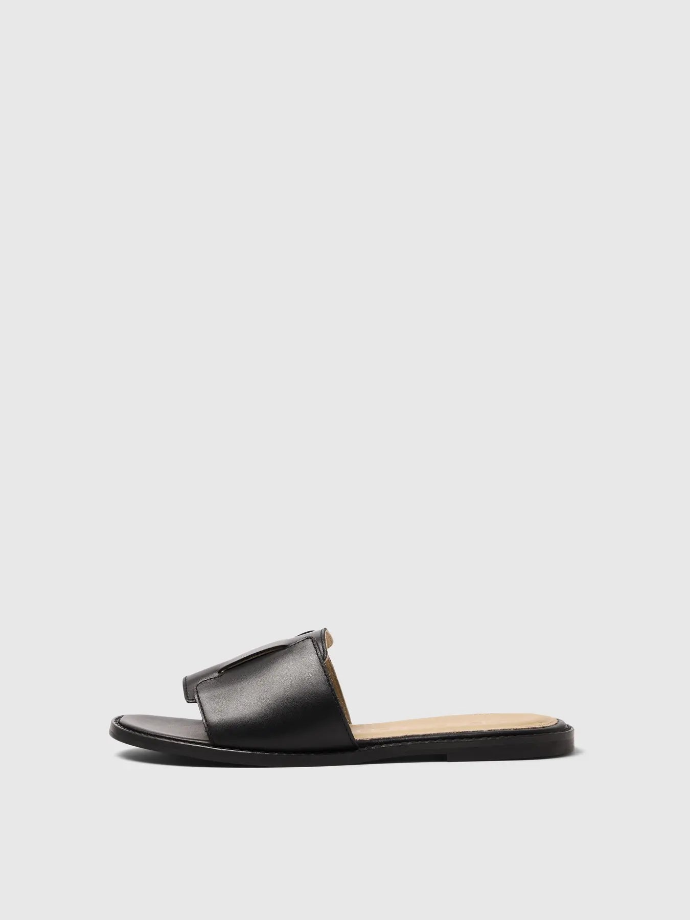 Isabella Leather Slider - Svart