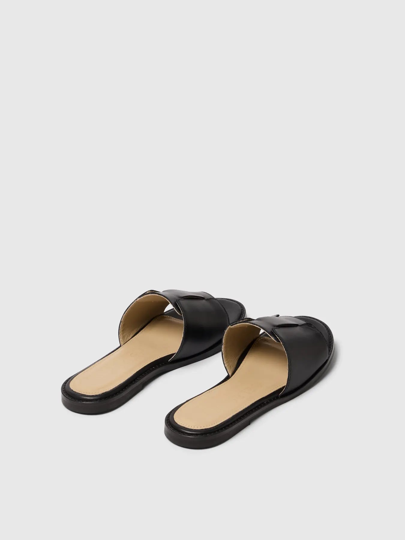 Isabella Leather Slider - Svart