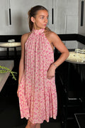 London Short Dress - Cheryl Pink Print