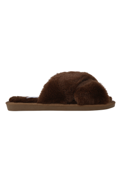 Lou Faux Fur Slippers - Chocolate Brown