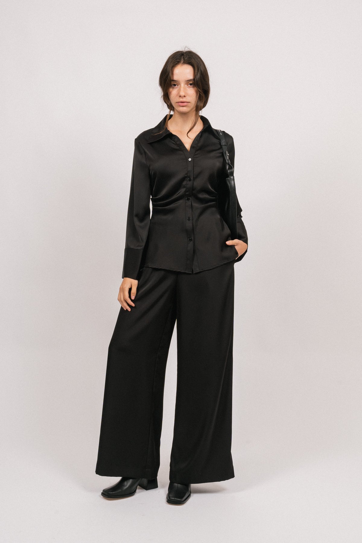 Luna Satin Pant - Black