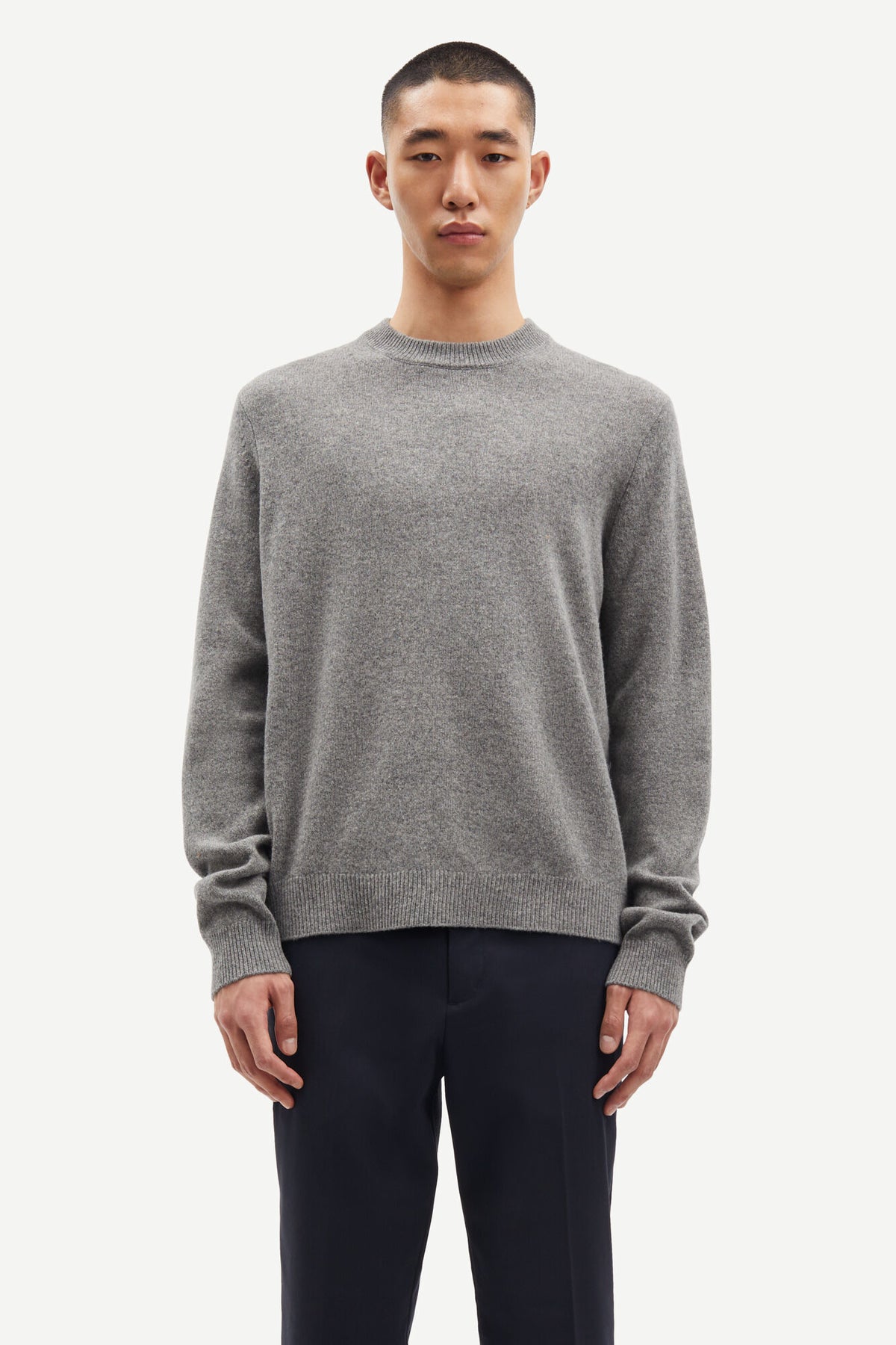 Isak Knit Sweater - Dark Grey Melange