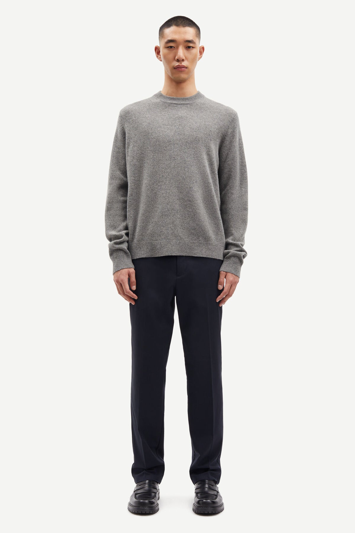 Isak Knit Sweater - Dark Grey Melange