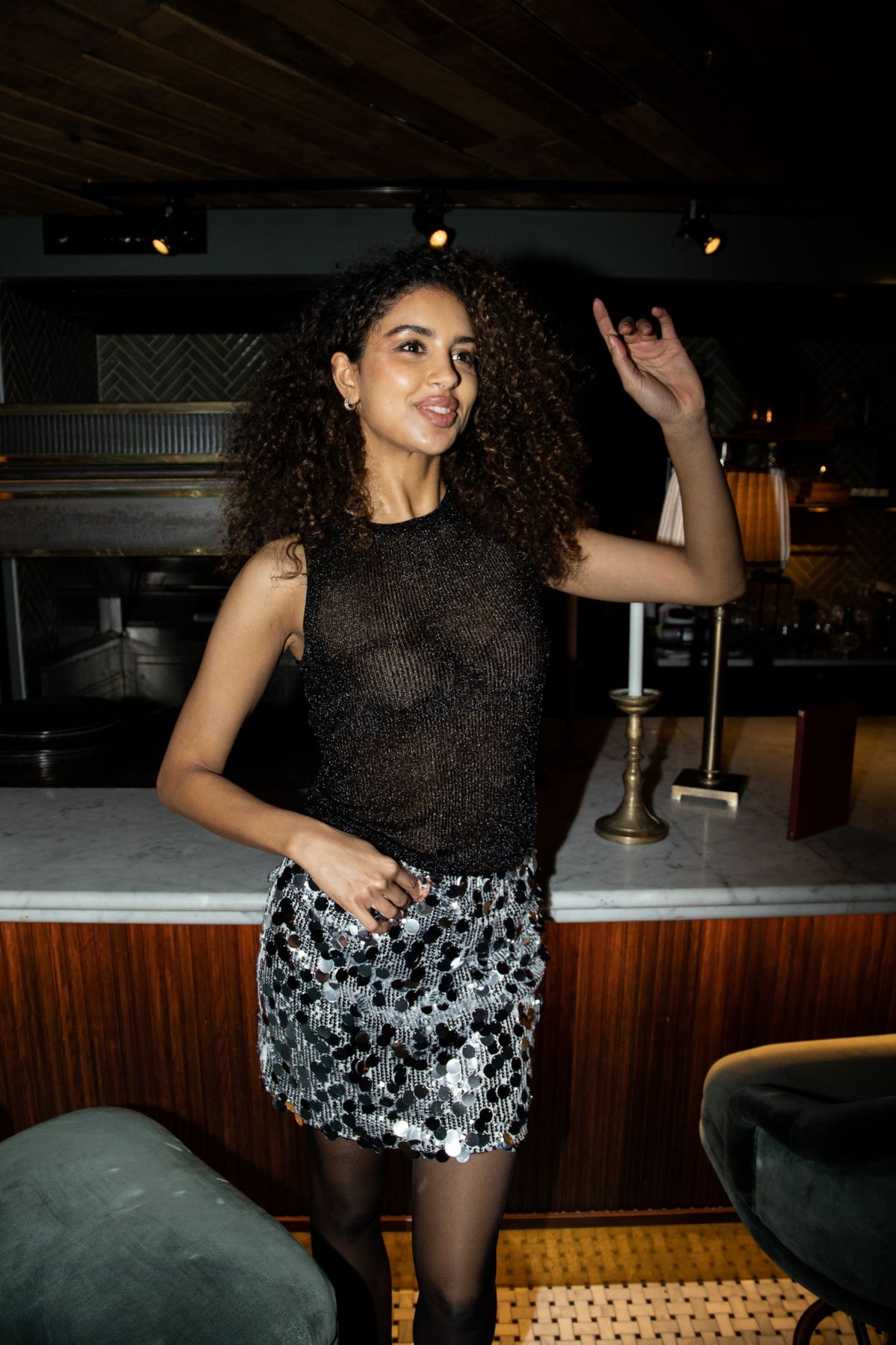Glittagz Mini Skirt - Silver Sequins
