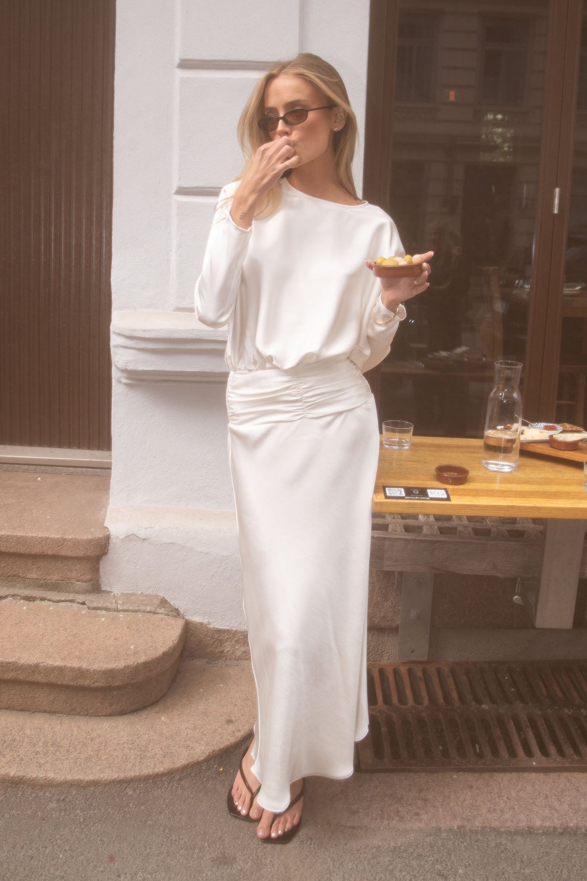 Billie Maxi Satin Dress - Creme