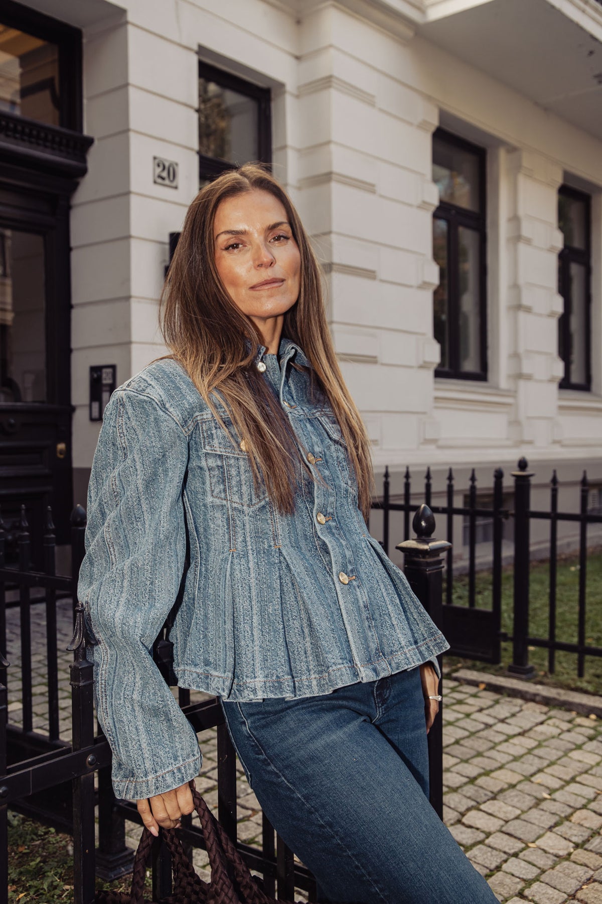 Structured Denim Fitted Jacket - Mid Blue Stone