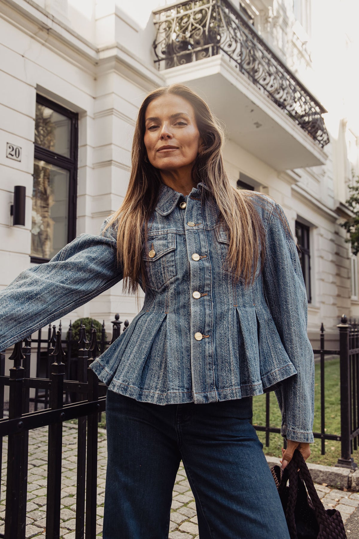 Structured Denim Fitted Jacket - Mid Blue Stone