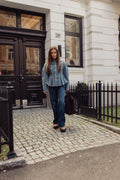 Structured Denim Fitted Jacket - Mid Blue Stone