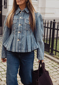 Structured Denim Fitted Jacket - Mid Blue Stone