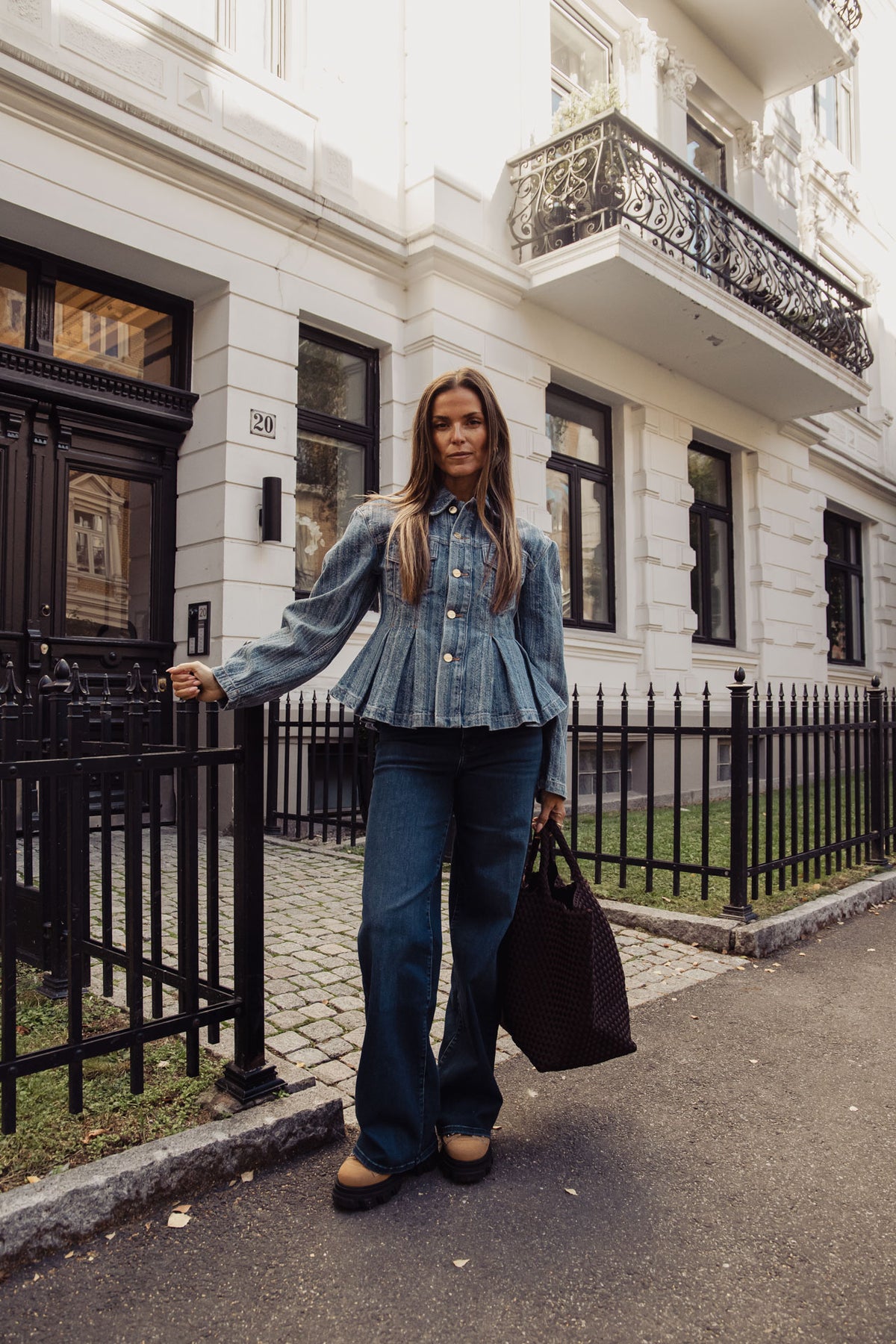 Structured Denim Fitted Jacket - Mid Blue Stone