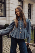 Structured Denim Fitted Jacket - Mid Blue Stone
