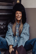 Cher Fluffy Aviator Hat - Svart