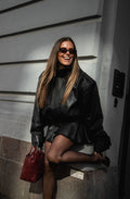 Biker Leather Jacket - Svart