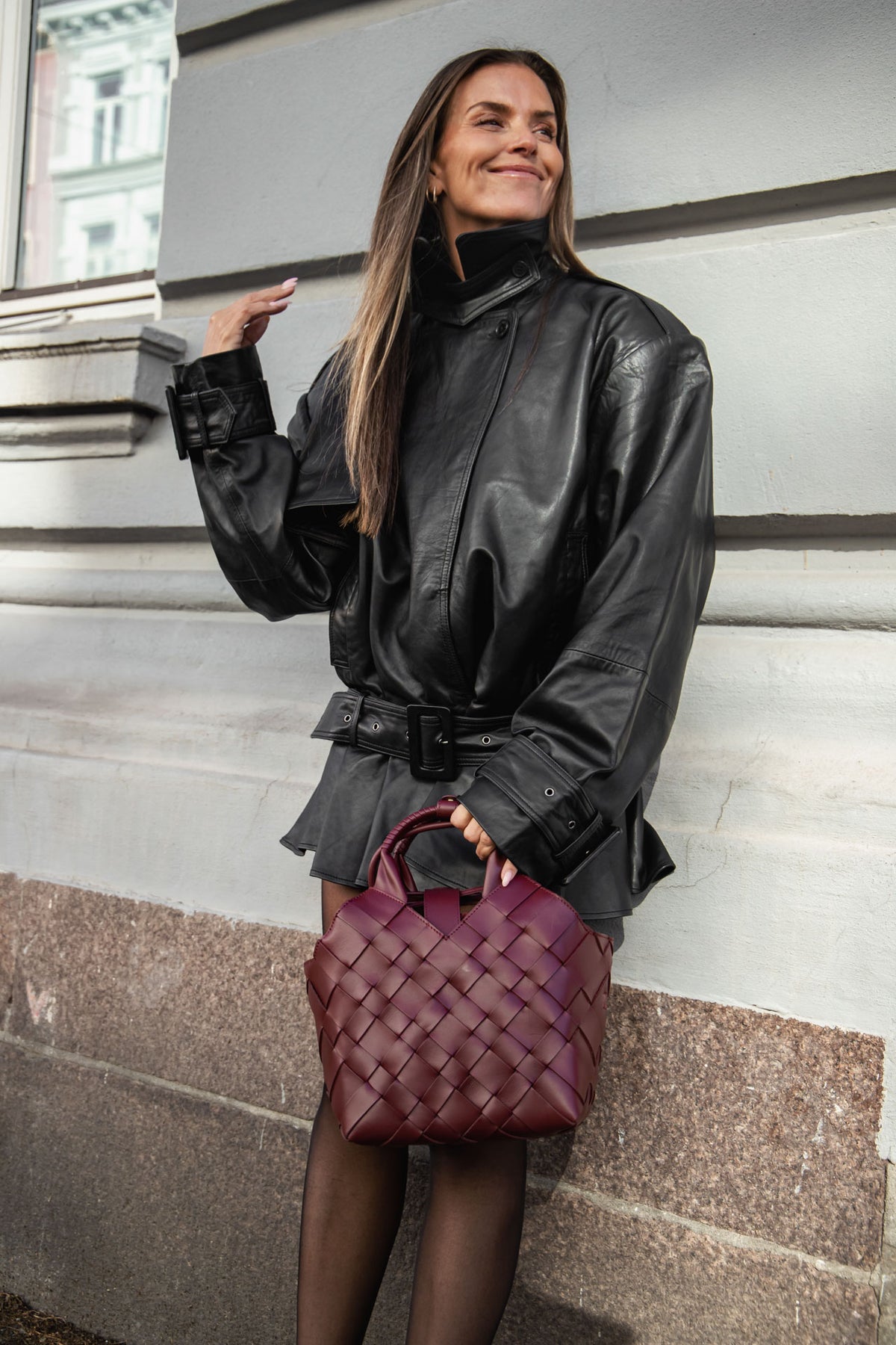 Biker Leather Jacket - Svart
