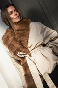 Faux Fur Collar Jacket - Cement