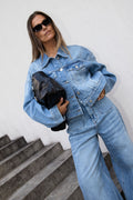 W Cropped Denim Jacket - Ljusblå