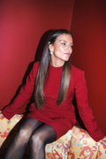 Leanna High Neck Mini Dress - Deep Red