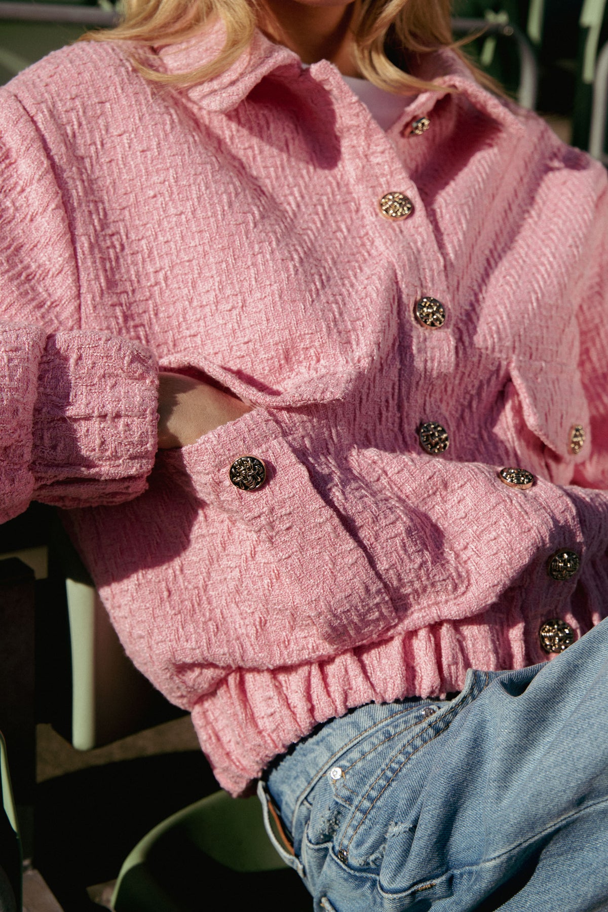 Tone Tweed Jacket - Ljusrosa