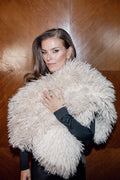 Lynn Faux Fur Maxi Shawl - Champagne