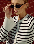 Pernille Knit Cardigan - Marinblå randig