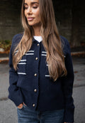Lisa Stitch Pocket Cardigan - Marinblå