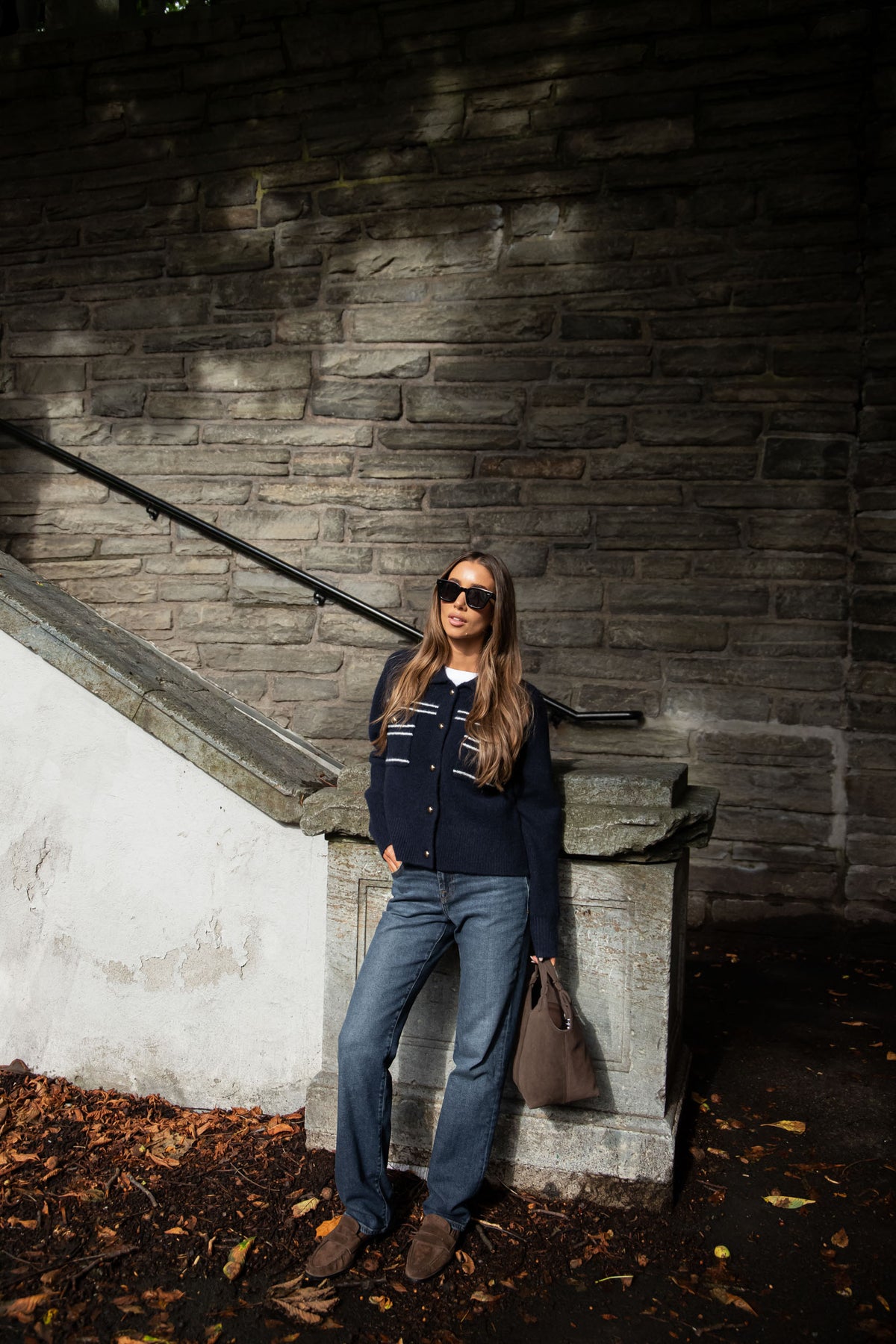 Lisa Stitch Pocket Cardigan - Marinblå