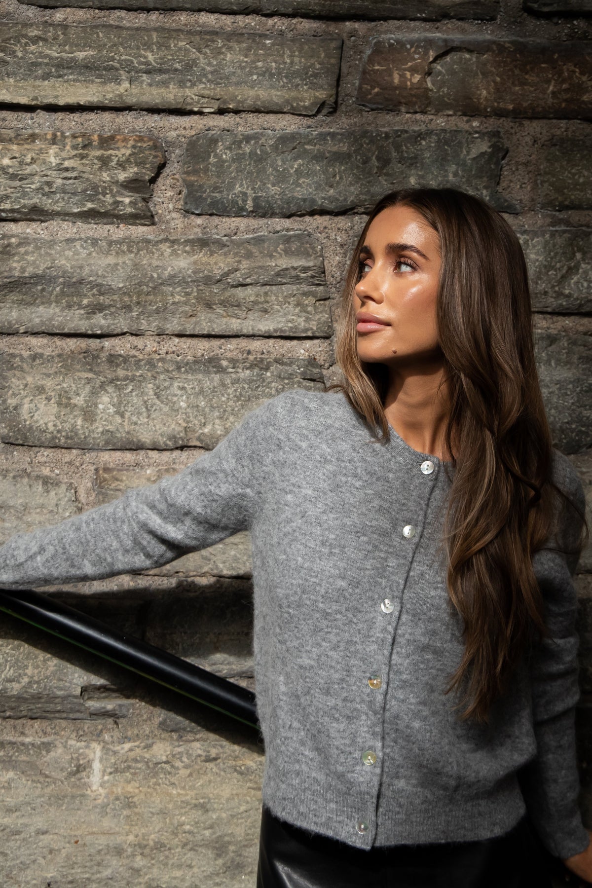 Mina Wool Cardigan - Ljusgrå melange