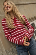 Marte Ls Stripe Polo - Röd