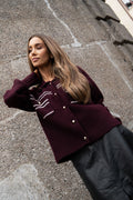 Lisa Stitch Pocket Cardigan - Vinröd