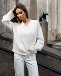 Lina Wool V-Neck Knit Sweater - Off White