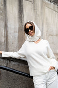 Lina Wool V-Neck Knit Sweater - Off White