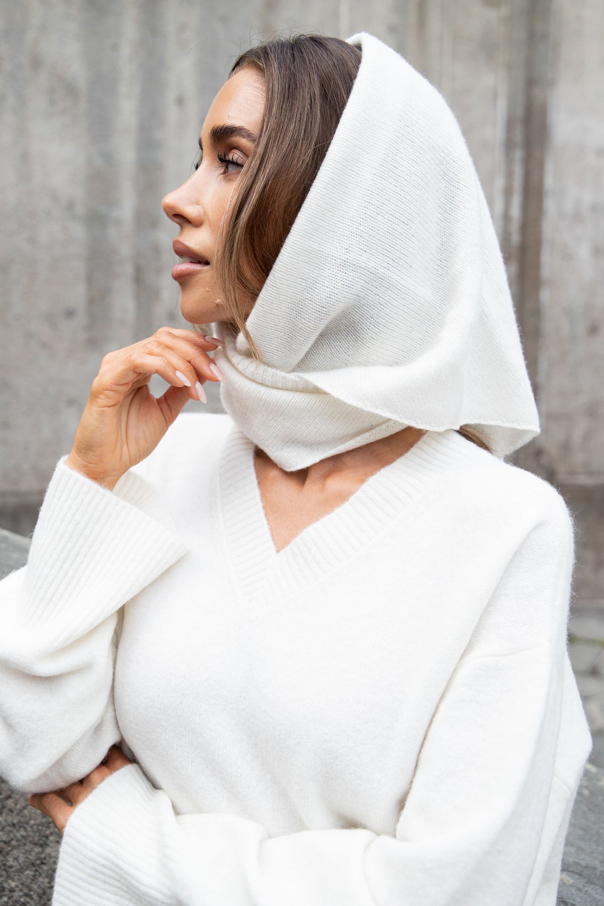 Victoria Wool Cashmere Scarf - Creme