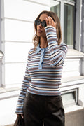 Marte Ls Stripe Polo - Blå