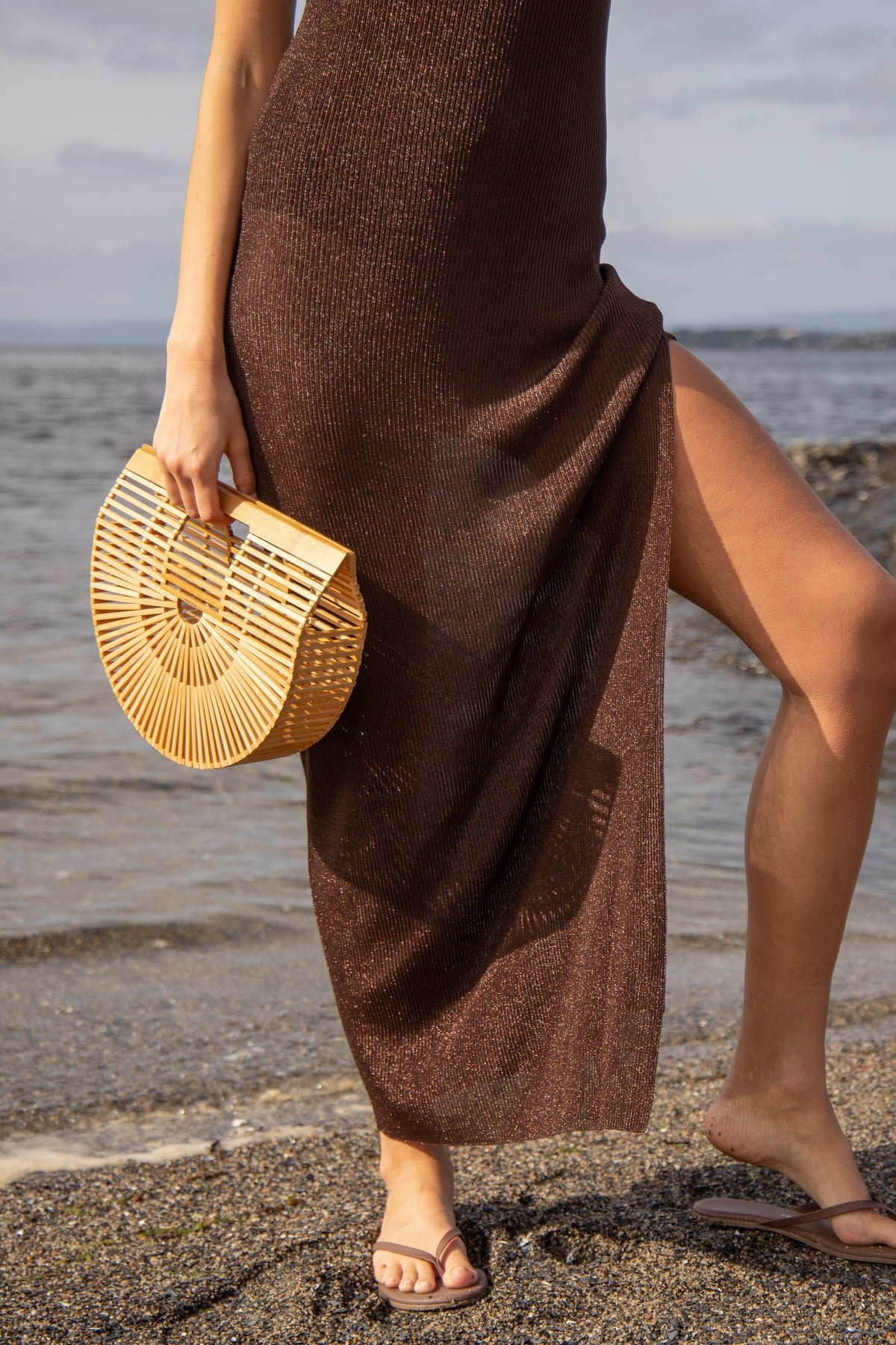 Gzsilvi Singlet Dress - Deep Brown Metallic