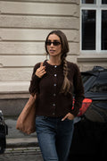 Mina Wool Cardigan - Dark Brown Melange