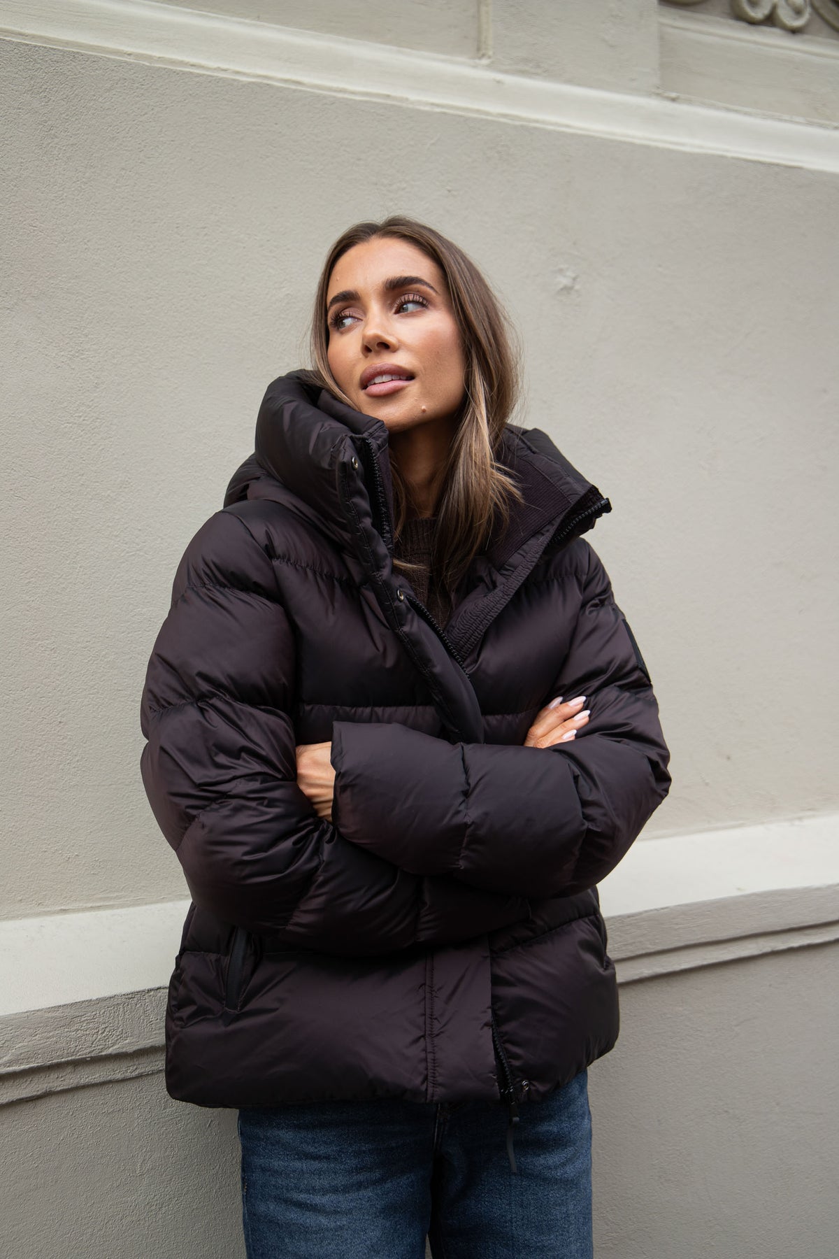 Angelika Down Puffer Jacket - Brown