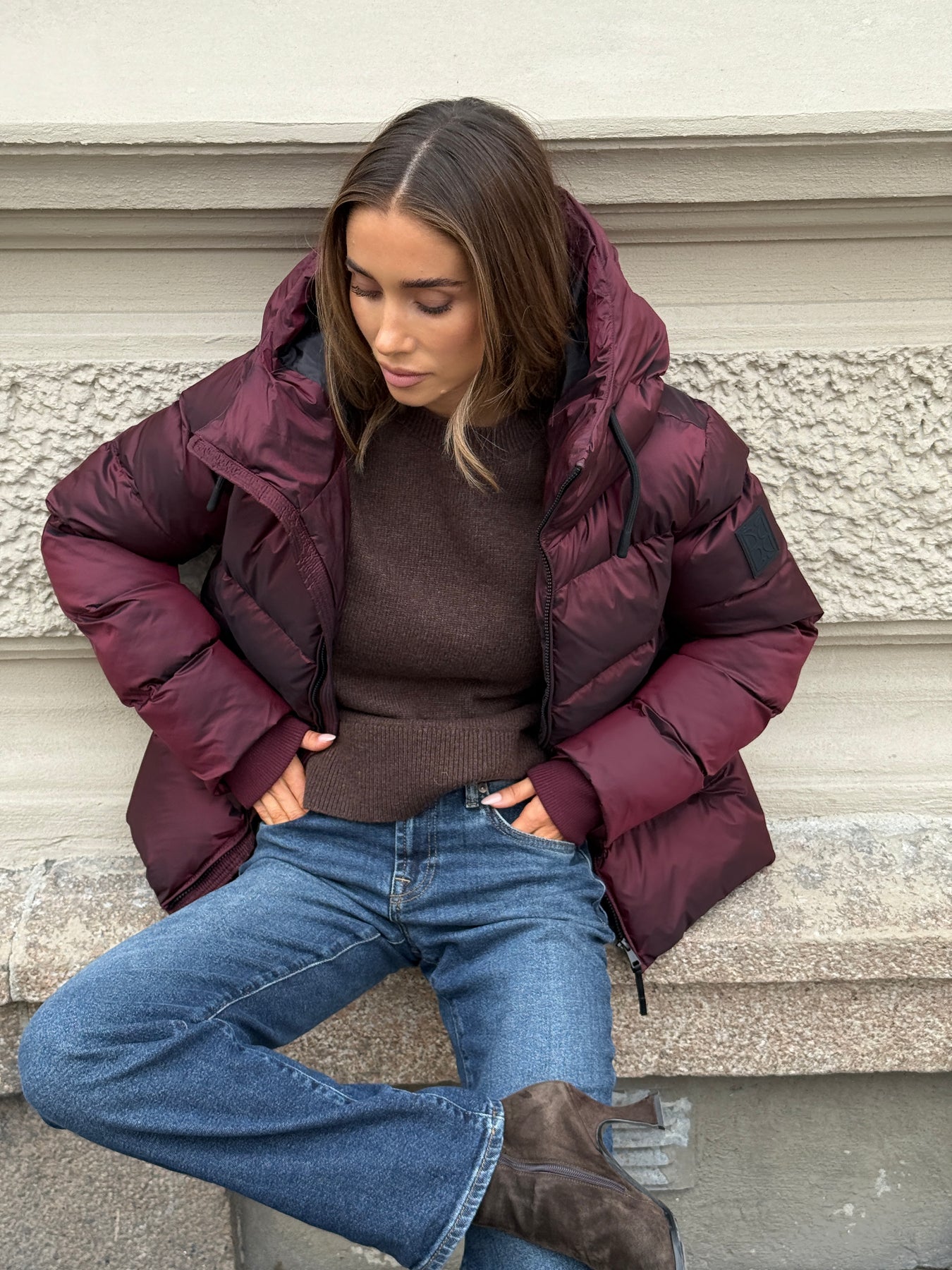 Maud Puff Jacka - Burgundy