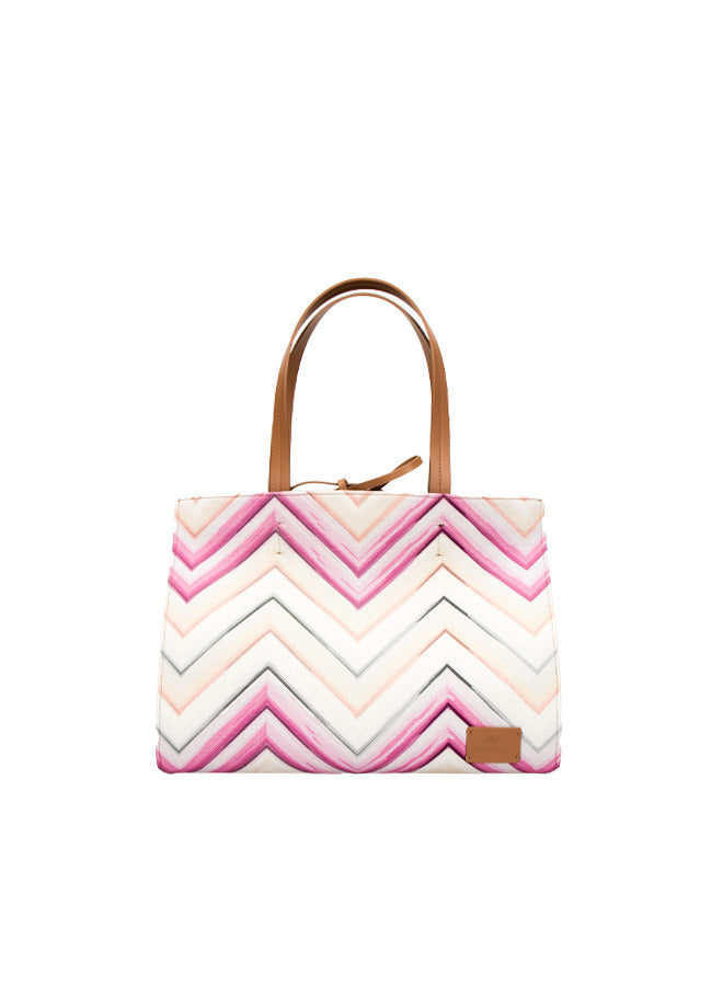 Tote Medium - Canvas Stampato Rosa/Corda
