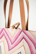Tote Medium - Canvas Stampato Rosa/Corda