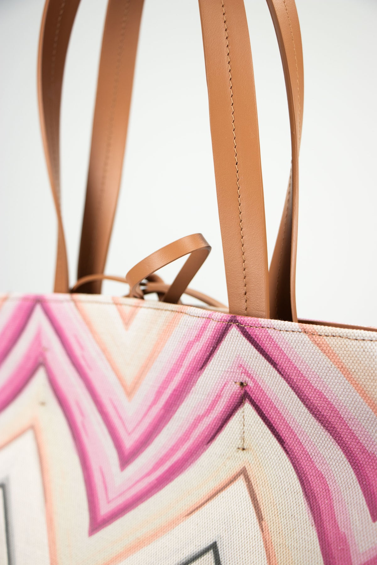 Tote Medium - Canvas Stampato Rosa/Corda