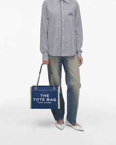 The Denim Chain Medium Tote - Dark Wash